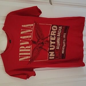 Nirvana T-Shirt Woman's S Red In Utero Alumni Arena Tultex Grunge Music